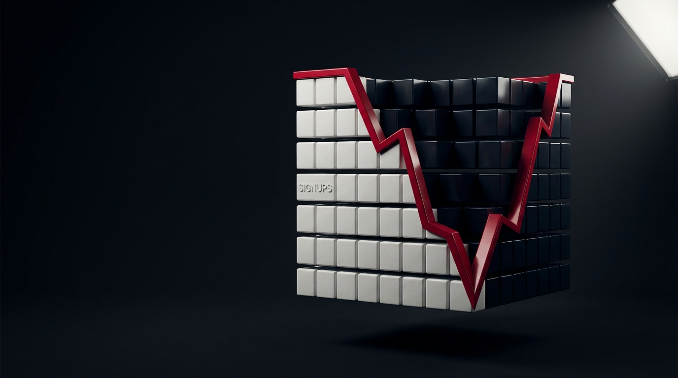 Vanity metrics visualization - signups hiding real problems